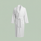 Skylark and Owl spa robe in white — soft waffle knit bathrobe for home spa — Sensory for Calm