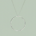 Breathe Necklace sterling silver hammered open circle pendant — minimalist jewellery — Sensory for Calm