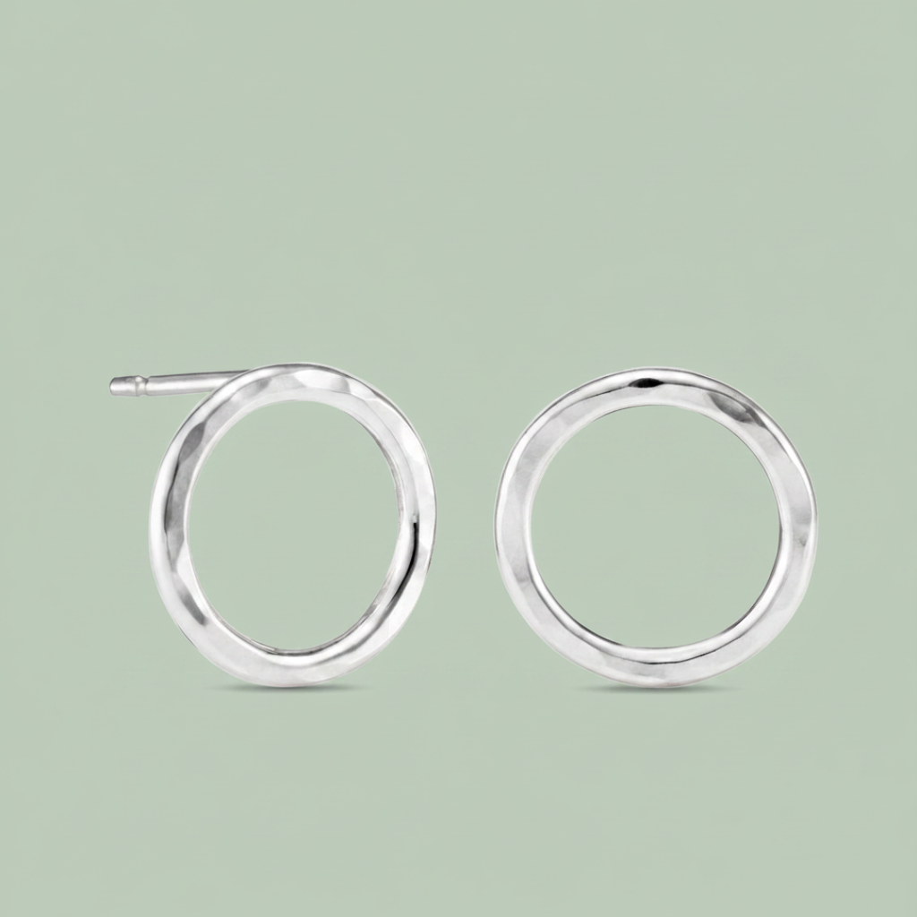 Dream Earrings sterling silver open circle stud earrings — minimalist jewellery — Sensory for Calm