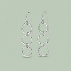 Breathe Trio Drop Earrings sterling silver three circle drop earrings — minimalist jewellery — Sensory for Calm