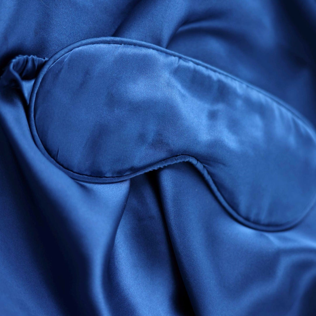 Cloud Nine Midnight satin sleep mask close-up showing smooth fabric texture — Sensory for Calm