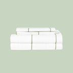Essential Organic Percale sheet set in charcoal stripe — organic cotton bedding — Sensory for Calm