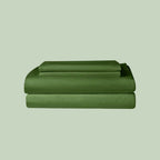 Essential Organic Percale sheet set in leaf green — organic cotton bedding — Sensory for Calm
