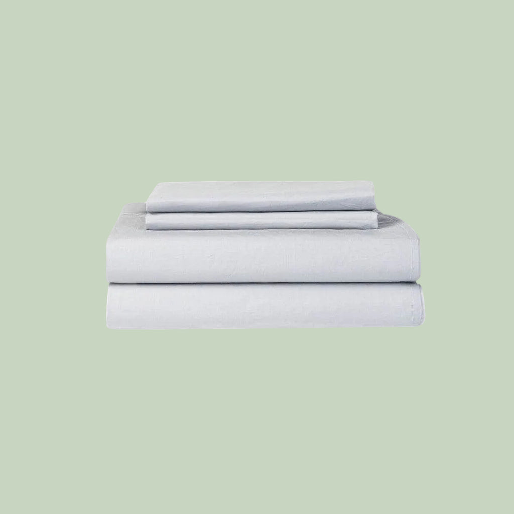 Essential Organic Percale sheet set in light grey — organic cotton bedding — Sensory for Calm