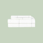 Essential Organic Percale sheet set in light grey frame — organic cotton bedding — Sensory for Calm