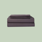 Essential Organic Percale sheet set in charcoal — organic cotton bedding — Sensory for Calm