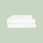Essential Organic Percale sheet set in navy stripe — organic cotton bedding — Sensory for Calm