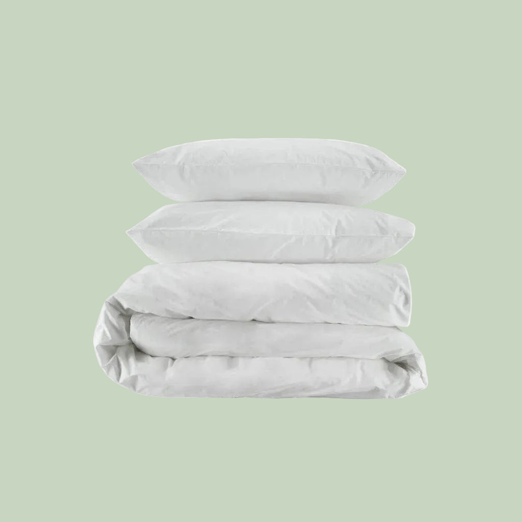 Essential Organic Percale sheet set in white — GOTS certified organic cotton sheets — Sensory for Calm
