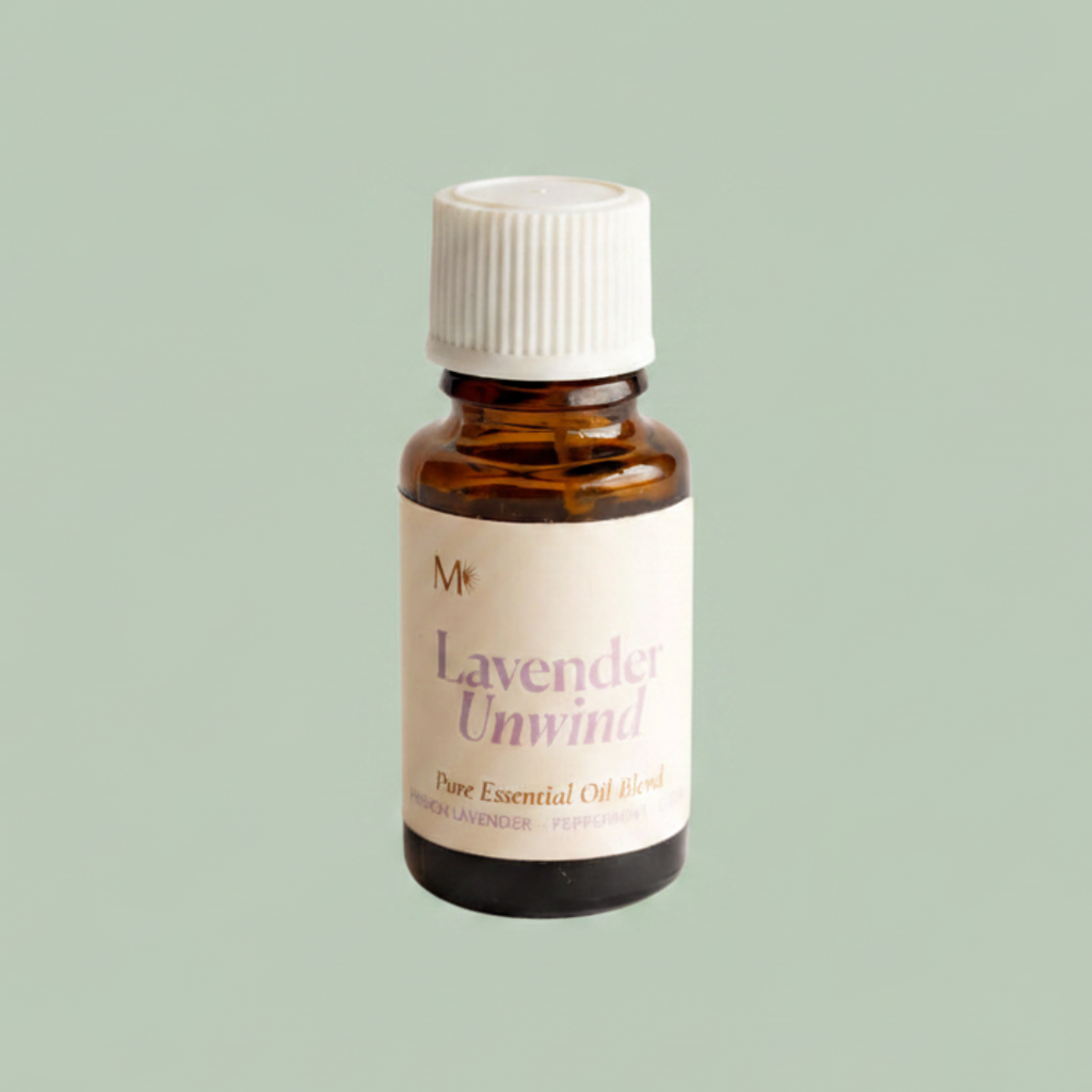 Misiyo Lavender Unwind essential oil blend in amber glass bottle — natural aromatherapy — Sensory for Calm