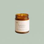 Misiyo Lavender Unwind candle in amber glass jar with white lid — natural soy candle — Sensory for Calm