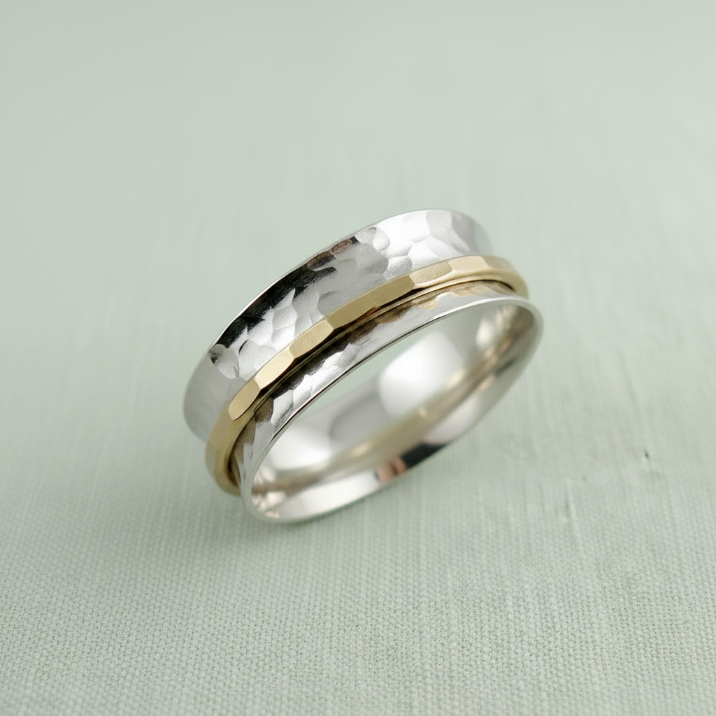 Meditation Ring hero - angled upright on sage green linen