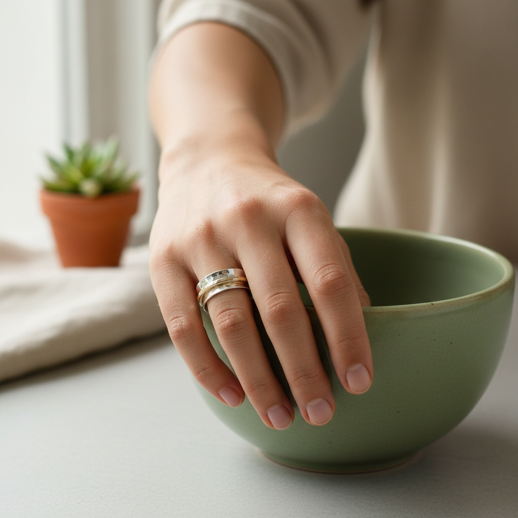 On hand — ceramic bowl
