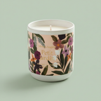 Petit Jardin reusable candle white ceramic jar with botanical floral design — Sensory for Calm