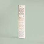 Misiyo Rosewood and Amethyst reed diffuser back of box standing upright on sage — Canadian natural home fragrance — Sensory for Calm