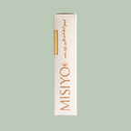 Misiyo Rosewood and Amethyst reed diffuser front of box standing upright on sage — Canadian natural home fragrance — Sensory for Calm