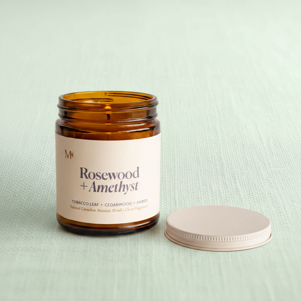 Rosewood + Amethyst Candle Hero